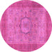 Round Medallion Pink Traditional Rug, tr3178pnk