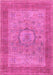 Machine Washable Medallion Pink Traditional Rug, wshtr3178pnk