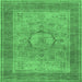 Square Medallion Emerald Green Traditional Rug, tr3178emgrn