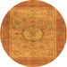 Machine Washable Medallion Orange Traditional Area Rugs, wshtr3178org