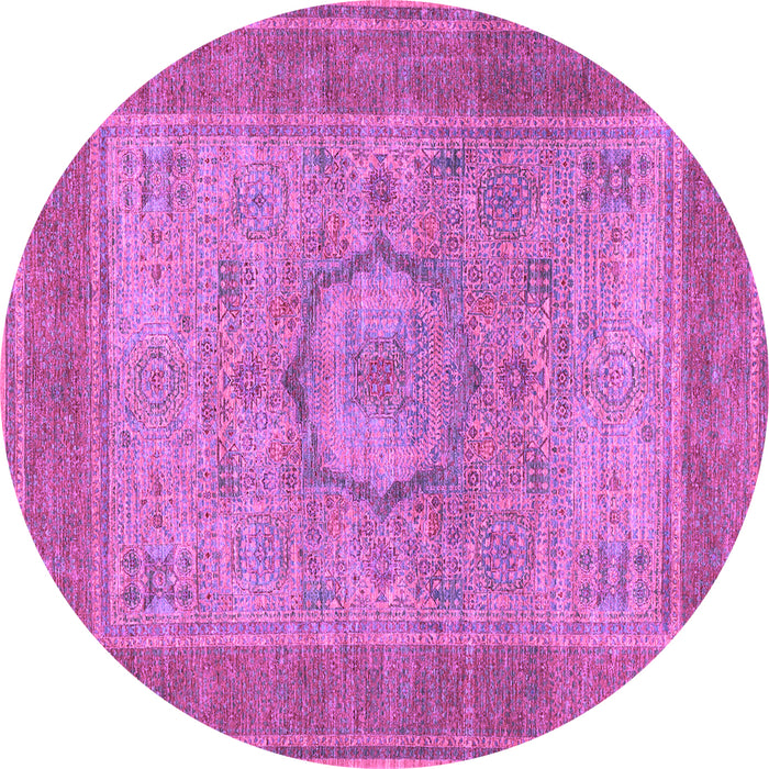 Round Medallion Purple Traditional Rug, tr3178pur