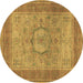 Round Medallion Brown Traditional Rug, tr3178brn