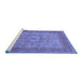 Sideview of Machine Washable Medallion Blue Traditional Rug, wshtr3178blu