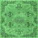 Square Machine Washable Persian Emerald Green Traditional Area Rugs, wshtr3179emgrn