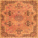 Round Machine Washable Persian Orange Traditional Area Rugs, wshtr3179org