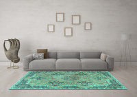 Machine Washable Persian Turquoise Traditional Rug, wshtr3179turq