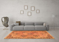 Machine Washable Persian Orange Traditional Rug, wshtr3179org