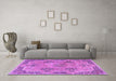 Machine Washable Persian Purple Traditional Area Rugs in a Living Room, wshtr3179pur