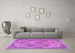 Machine Washable Persian Purple Traditional Area Rugs in a Living Room, wshtr3179pur