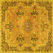 Square Machine Washable Persian Yellow Traditional Rug, wshtr3179yw