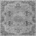 Round Machine Washable Persian Gray Traditional Rug, wshtr3179gry