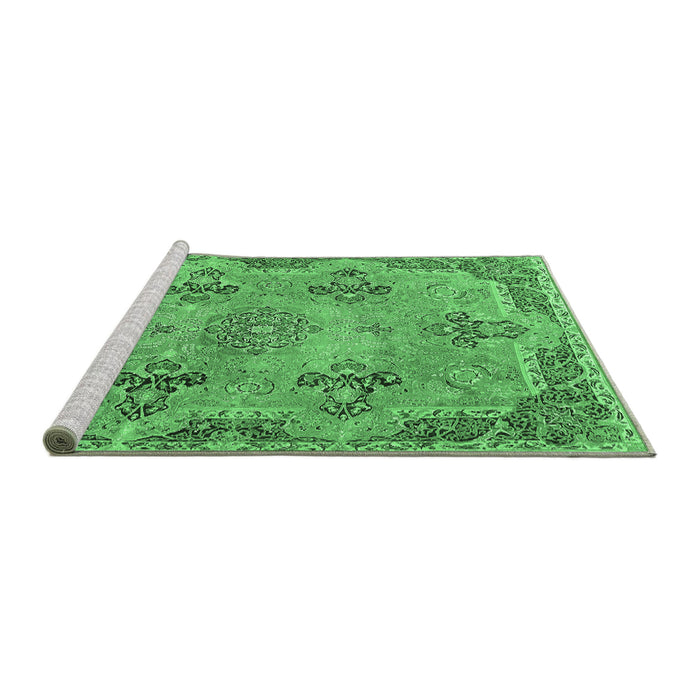 Sideview of Machine Washable Persian Emerald Green Traditional Area Rugs, wshtr3179emgrn