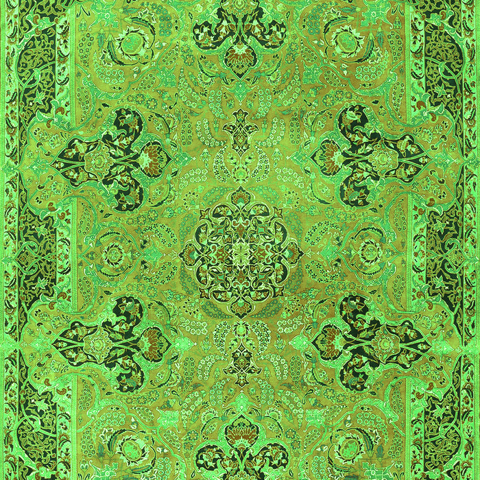 Serging Thickness of Machine Washable Persian Green Traditional Area Rugs, wshtr3179grn