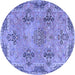 Round Machine Washable Persian Blue Traditional Rug, wshtr3179blu