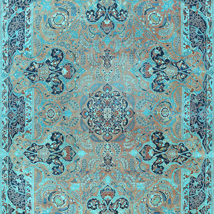 Machine Washable Persian Light Blue Traditional Rug, wshtr3179lblu