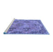 Sideview of Machine Washable Persian Blue Traditional Rug, wshtr3179blu