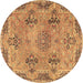 Round Machine Washable Persian Brown Traditional Rug, wshtr3179brn