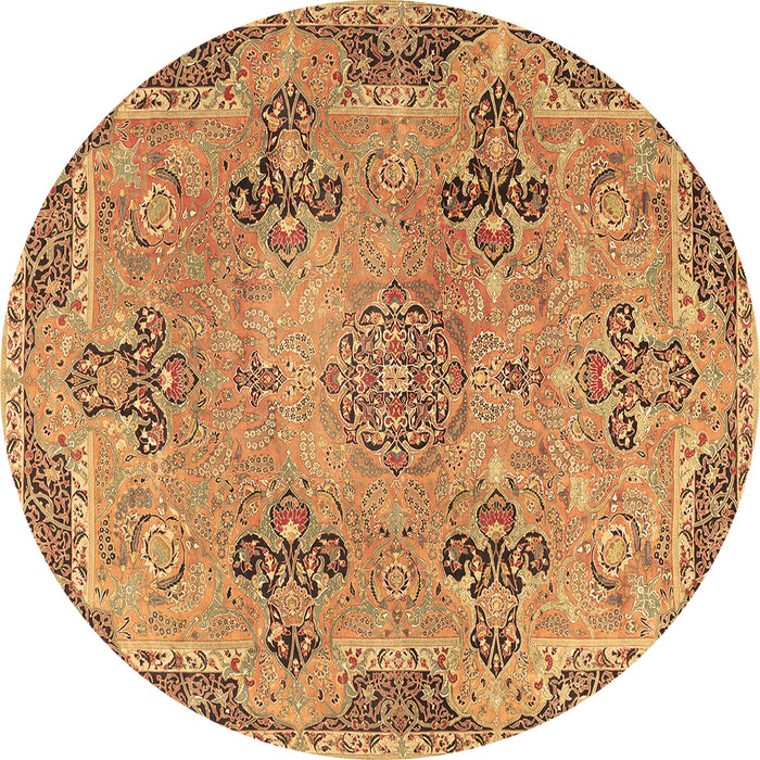 Round Persian Brown Traditional Rug, tr3179brn