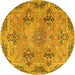 Round Persian Yellow Traditional Rug, tr3179yw