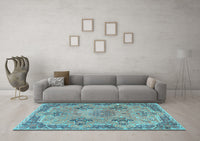 Machine Washable Persian Light Blue Traditional Rug, wshtr3179lblu