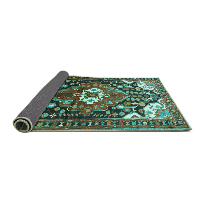 Sideview of Persian Turquoise Traditional Rug, tr317turq