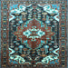 Square Machine Washable Persian Light Blue Traditional Rug, wshtr317lblu