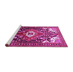 Sideview of Machine Washable Persian Pink Traditional Rug, wshtr317pnk