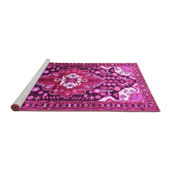 Sideview of Machine Washable Persian Pink Traditional Rug, wshtr317pnk