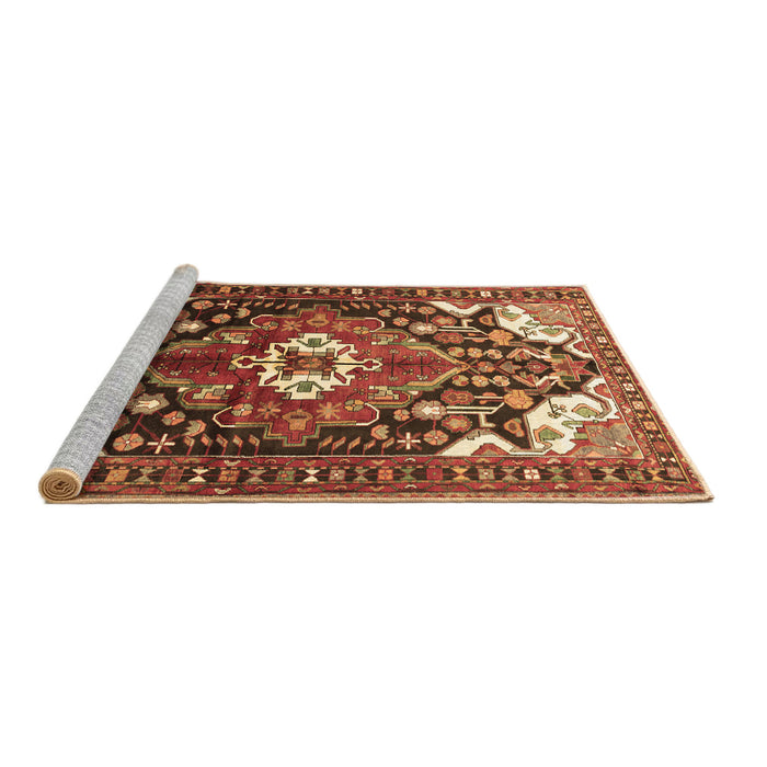 Sideview of Machine Washable Persian Brown Traditional Rug, wshtr317brn