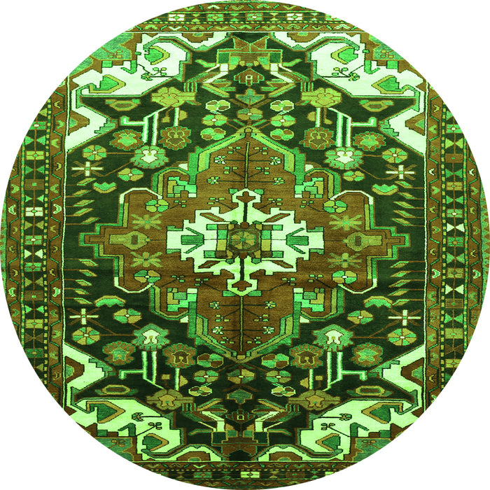 Square Persian Green Traditional Rug, tr317grn