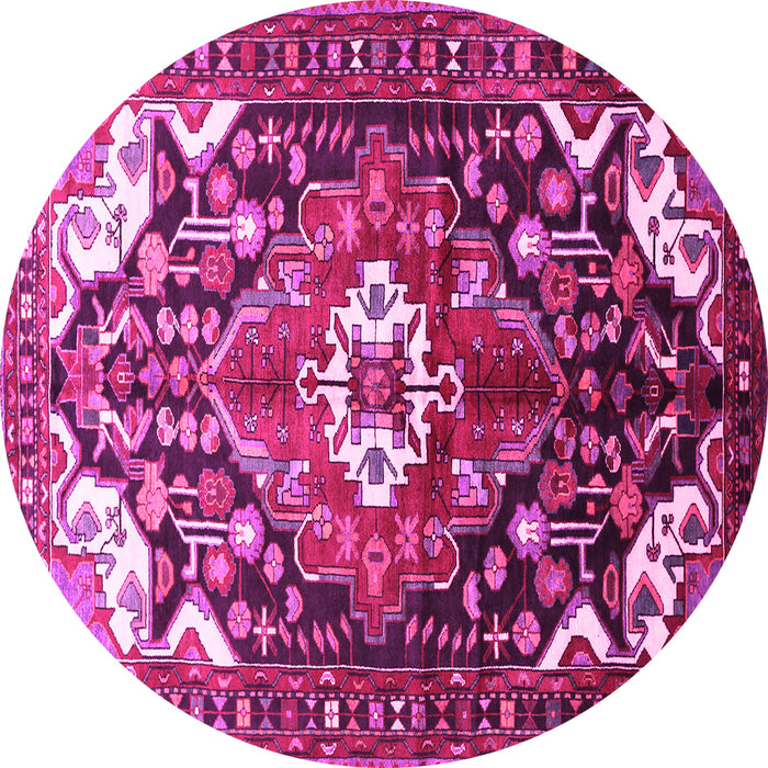 Round Machine Washable Persian Pink Traditional Rug, wshtr317pnk