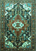 Machine Washable Persian Turquoise Traditional Area Rugs, wshtr317turq