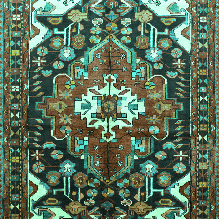 Machine Washable Persian Turquoise Traditional Area Rugs, wshtr317turq