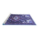 Sideview of Machine Washable Persian Blue Traditional Rug, wshtr317blu