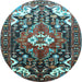 Round Persian Light Blue Traditional Rug, tr317lblu
