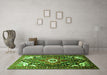 Machine Washable Persian Green Traditional Area Rugs in a Living Room,, wshtr317grn