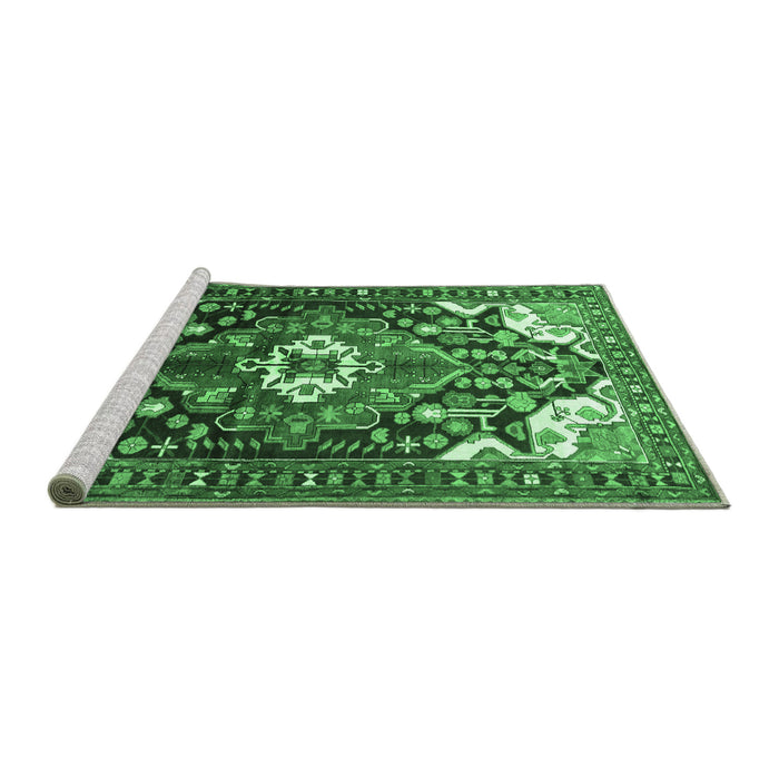 Sideview of Machine Washable Persian Emerald Green Traditional Area Rugs, wshtr317emgrn