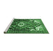 Sideview of Machine Washable Persian Emerald Green Traditional Area Rugs, wshtr317emgrn