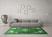 Machine Washable Persian Emerald Green Traditional Area Rugs in a Living Room,, wshtr317emgrn