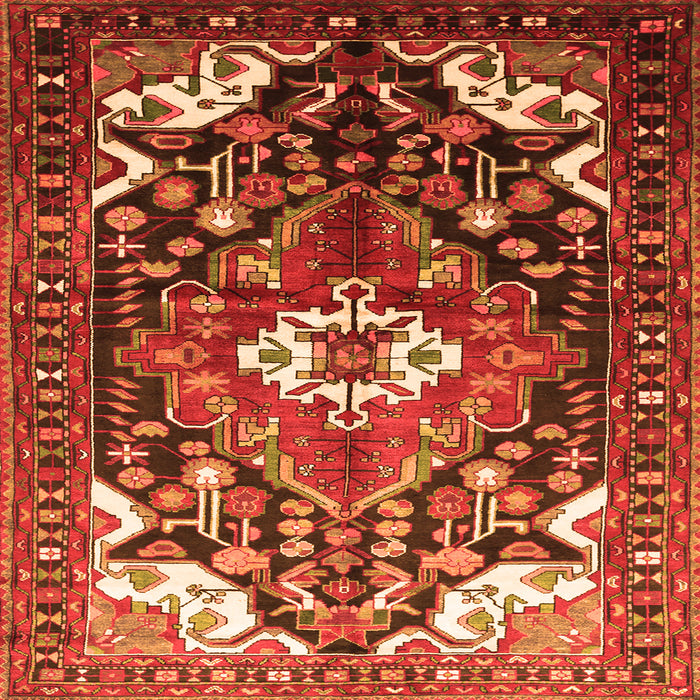 Round Machine Washable Persian Orange Traditional Area Rugs, wshtr317org