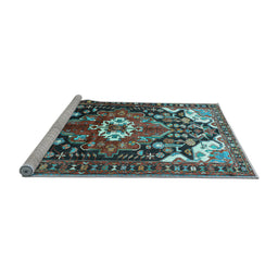 Sideview of Machine Washable Persian Light Blue Traditional Rug, wshtr317lblu