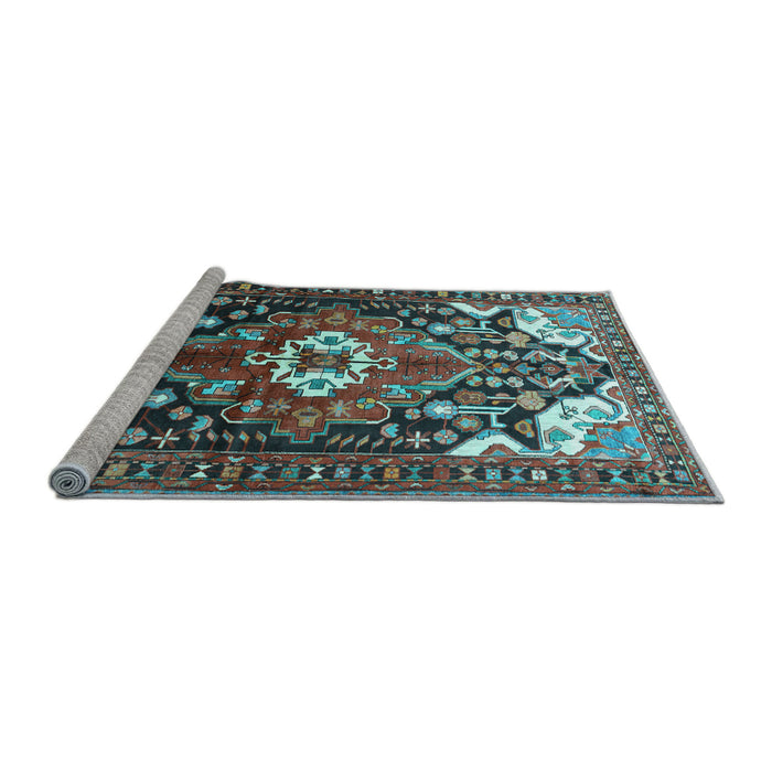 Sideview of Machine Washable Persian Light Blue Traditional Rug, wshtr317lblu