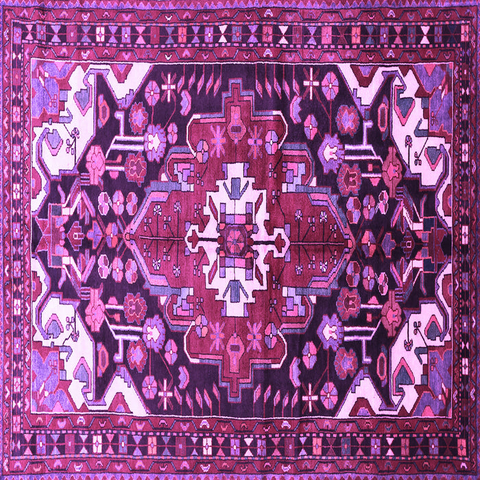 Square Machine Washable Persian Purple Traditional Area Rugs, wshtr317pur