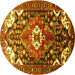 Round Persian Yellow Traditional Rug, tr317yw