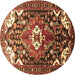 Round Machine Washable Persian Brown Traditional Rug, wshtr317brn