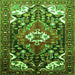 Round Machine Washable Persian Green Traditional Area Rugs, wshtr317grn