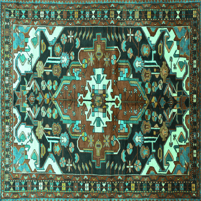 Square Persian Turquoise Traditional Rug, tr317turq