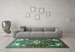 Machine Washable Persian Turquoise Traditional Area Rugs in a Living Room,, wshtr317turq