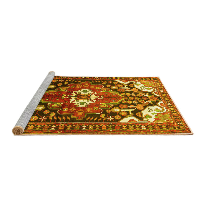Sideview of Machine Washable Persian Yellow Traditional Rug, wshtr317yw