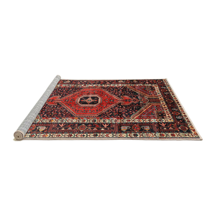 Sideview of Machine Washable Traditional Saffron Red Rug, wshtr318